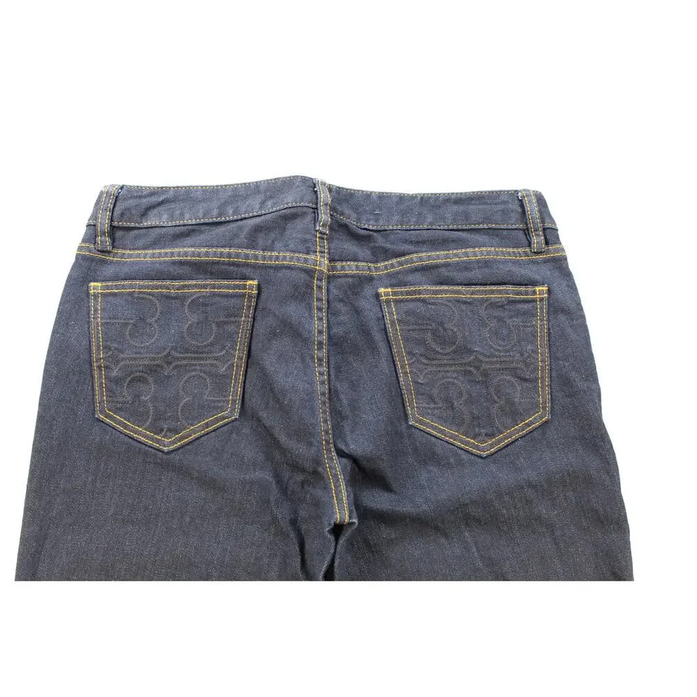 Tory Burch Super Skinny Jeans Women's 29 Dark Wash Gold Hardware